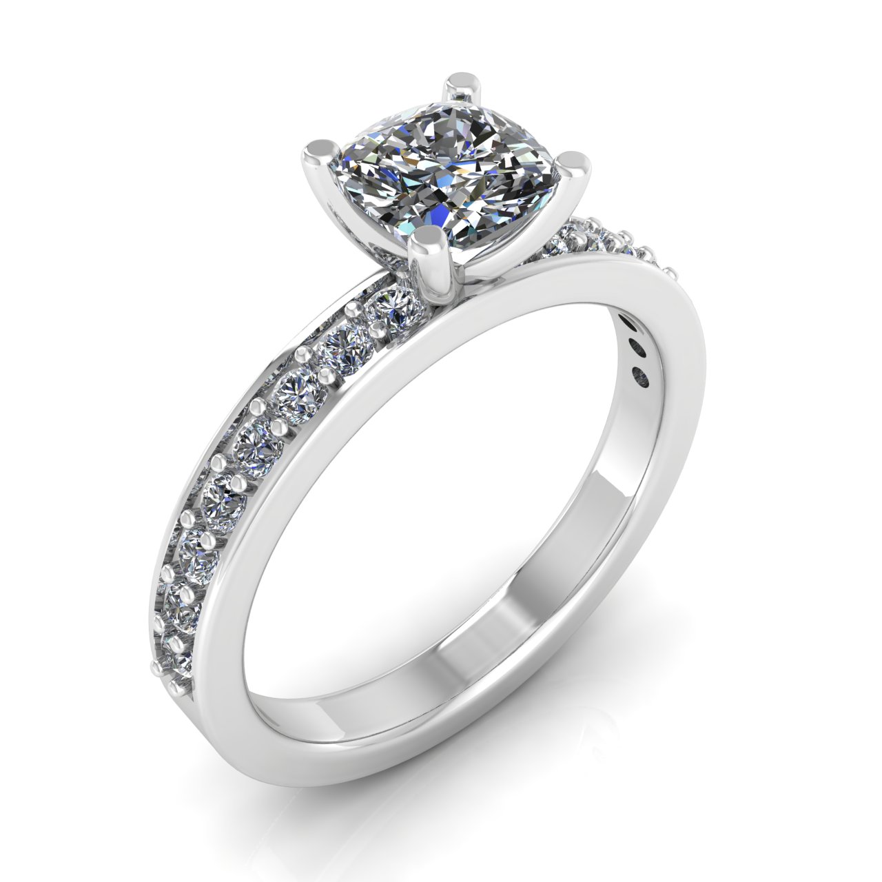 ACCENTED CLASSIC 1 ROW  5.50mm x 5.50mm CUSHION ENGAGEMENT RING